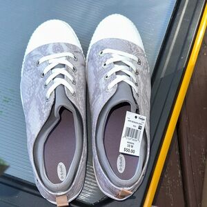 Dr. Scholl's Gray and White Lace-Up Sneakers